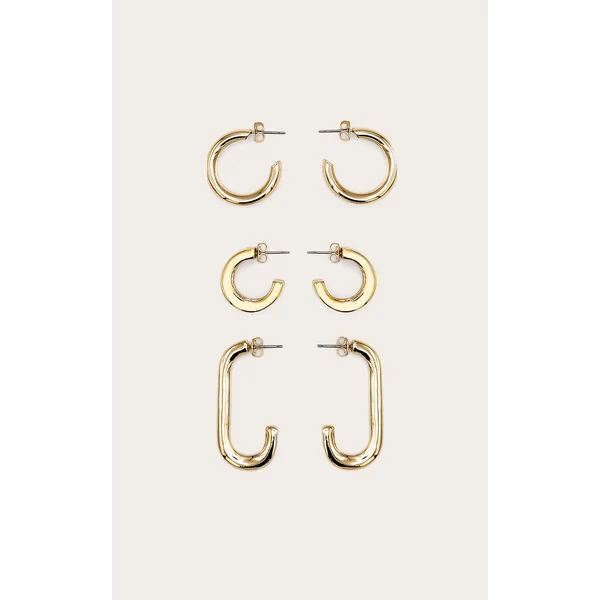 Gold Chunky Square Hoop Multi-pack Earrings