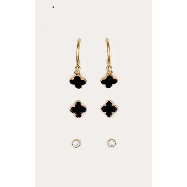 Gold Clover Pendant Multipack Earrings