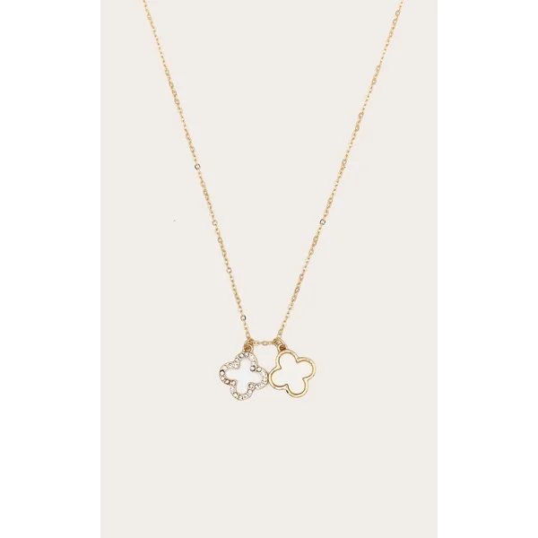 Gold Clover Simple Pendant Necklace