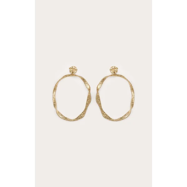 Gold Crinkle Oversized Hoop Earrings