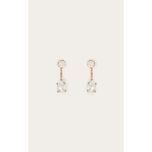 Gold Curved Diamante Detail Earrings