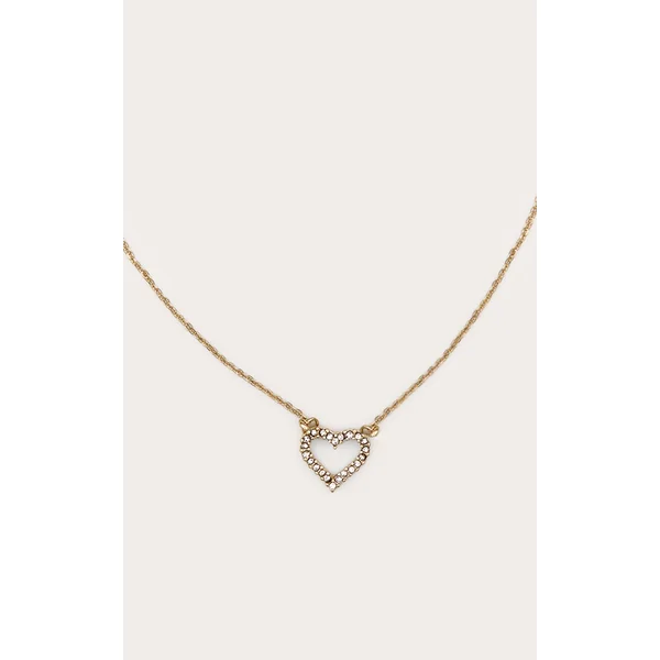 Gold Dainty Diamante Heart Necklace