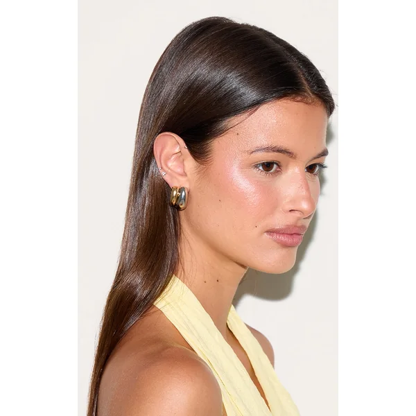 Gold Double Contrast Hoop Earrings