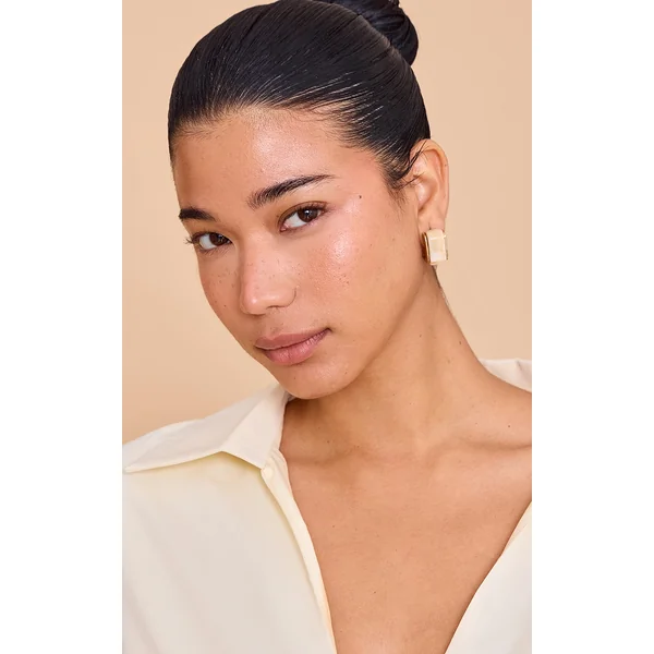 Gold Edged Enamel Hoop Earring