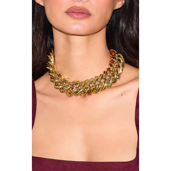 Gold Extra Chunky Chain Detail Necklace