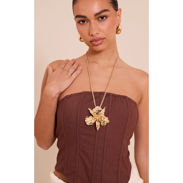 Gold Foil Effect Statement Flower Necklace