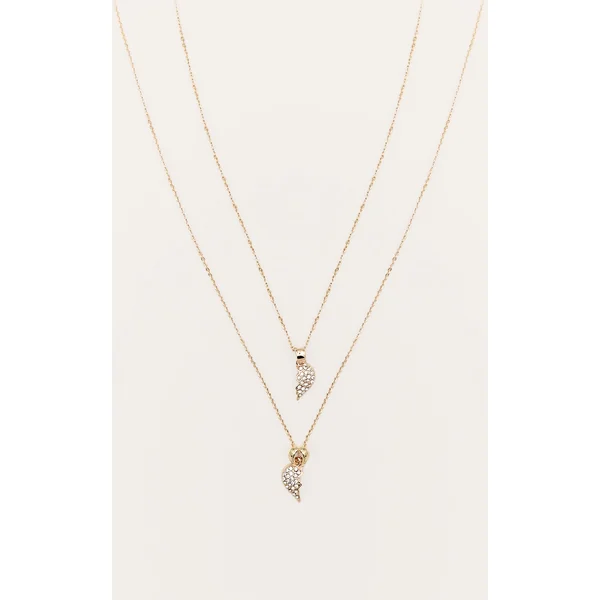 Gold Gifting Diamante Heart Duo Necklace
