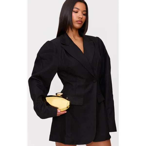 Gold Gloss Oval Hard Clutch