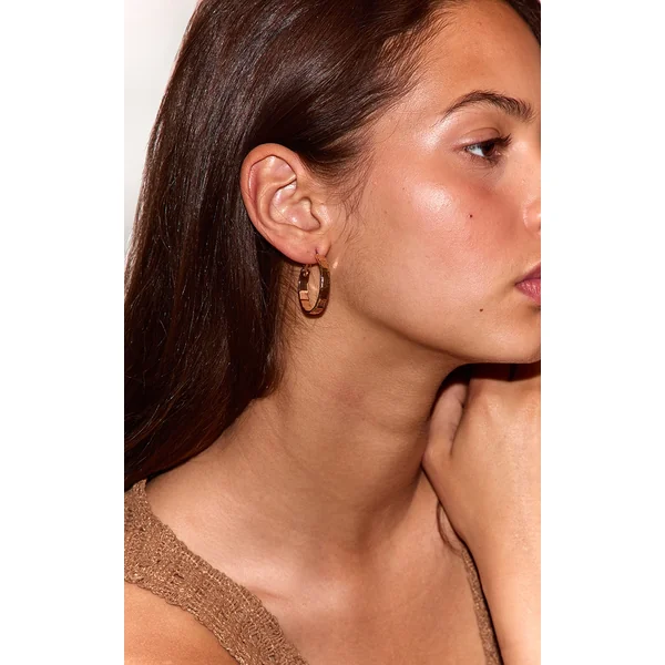 Gold Hammered Medium Hoop Earrings