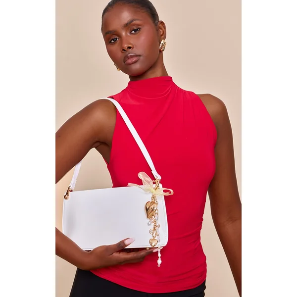 Gold Layered Pearl & Heart Bag Charm