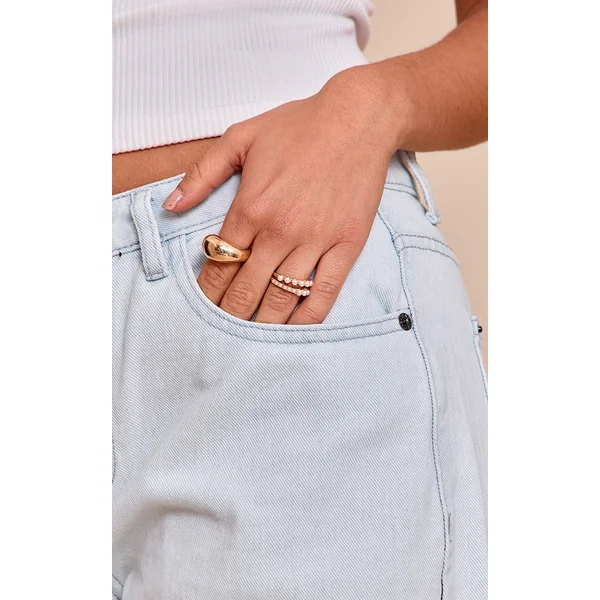 Gold Layered Ring Multipack With Pearl Detail