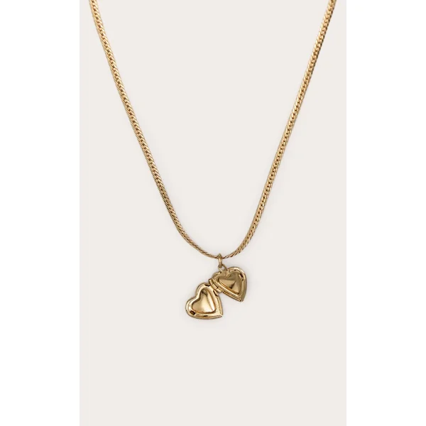 Gold Locket Snake Chain Necklace