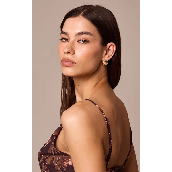 Gold Mini Square Chunky Stud Earrings