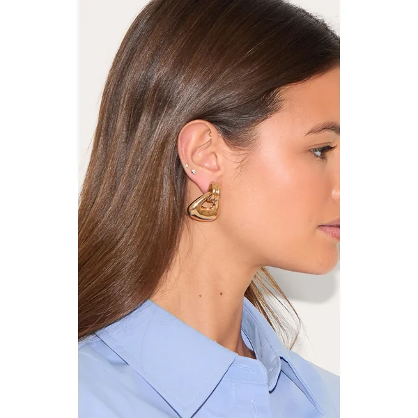 Gold Mini Triangle Door Knocker Earrings