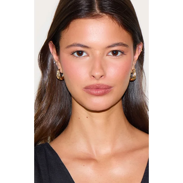 Gold Molten Flare Hoop Earrings