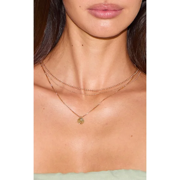 Gold Multiple Layered Pendant Necklace