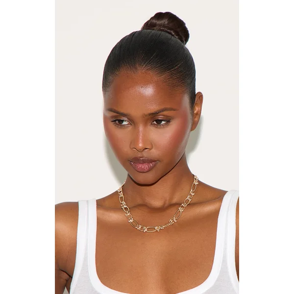 Gold Oval Circle Link Chain Necklace