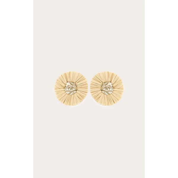 Gold Raffia Oversized Molten Detail Earrings