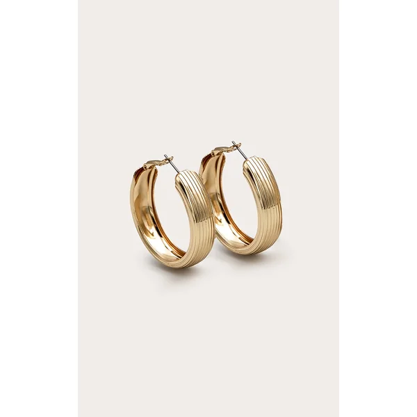 Gold Ridge Chunky Hoop Earrings