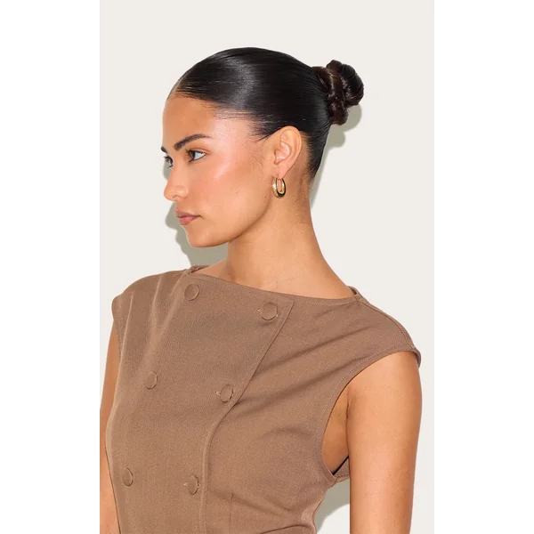 Gold Ridge Medium Hoop Earring