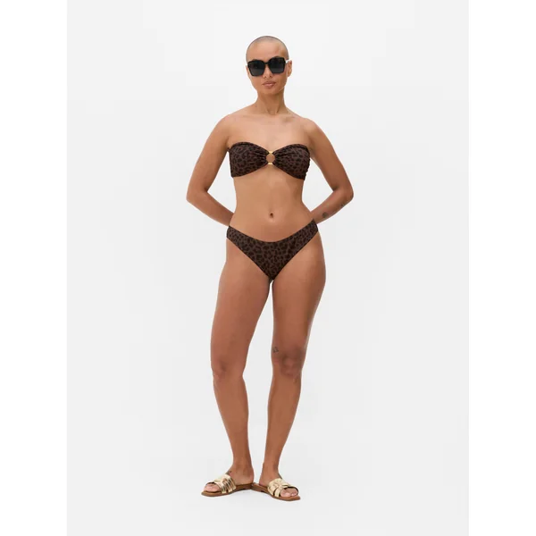 Gold Ring Bandeau Bikini Top - Dark Brown