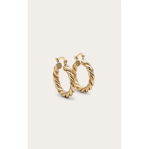 Gold Rope Twist Textured Hoop Earrings