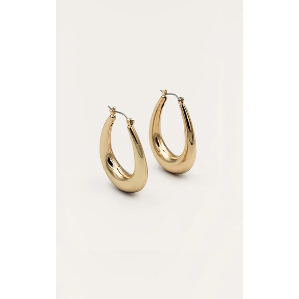 Gold Rounded Oval Hoop Earrings