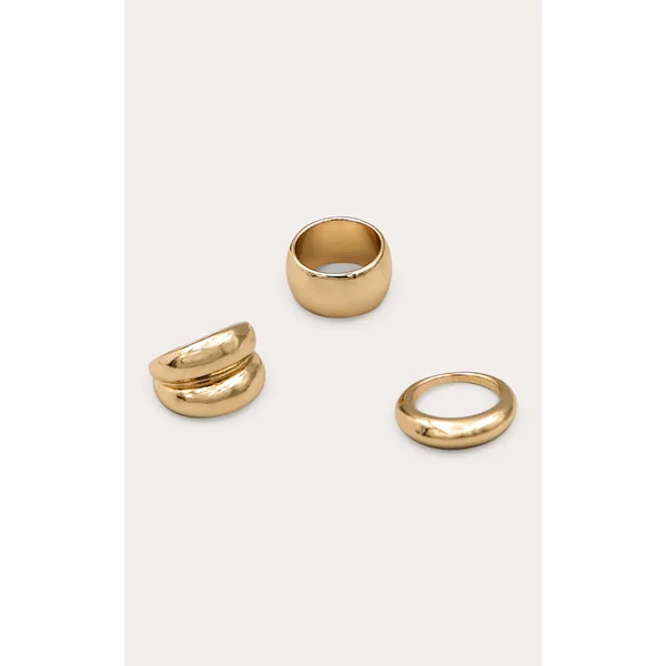 Gold Simple Chunky Ring Set