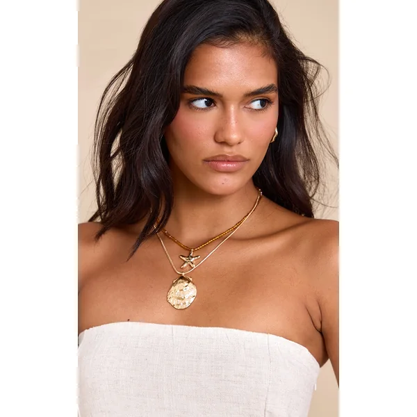 Gold Star And Shell Layered Necklace