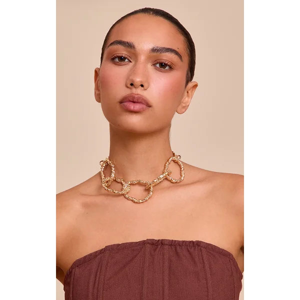 Gold Texture Hoop Choker