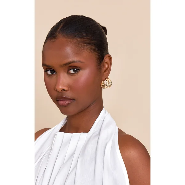 Gold Texture Hoop Earrings