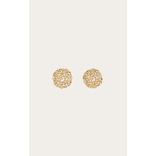 Gold Textured Circular Stud Earrings
