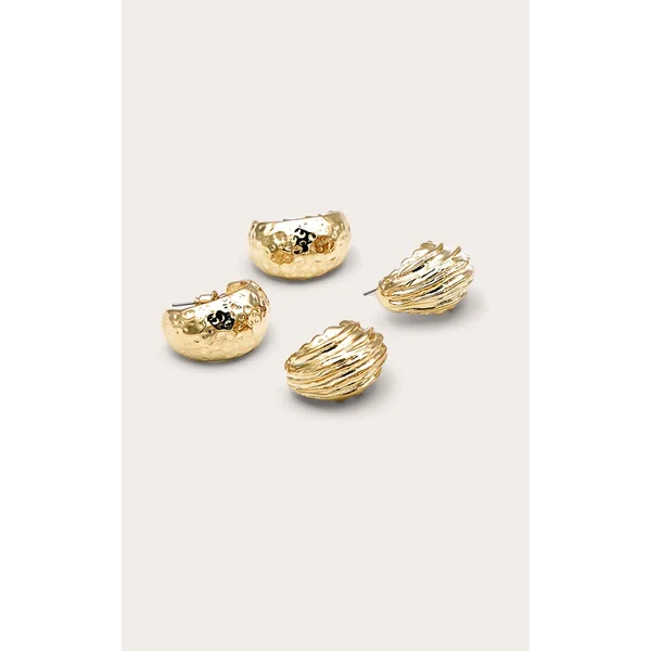 Gold Textured Hoop Multi-Pack Earrings