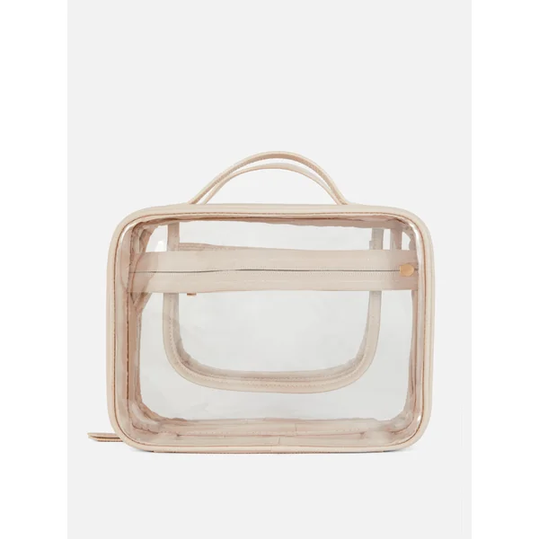 Gold Trim Clear Vanity Case - Natural