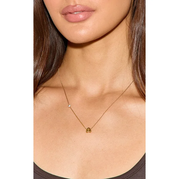 Gold Water Resistant Bubble Initial A Necklace