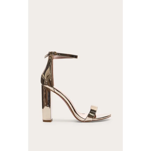 Gold Wide Fit Block Heeled Sandals