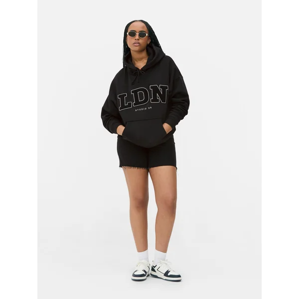 Graphic Oversized Hoodie - Black
