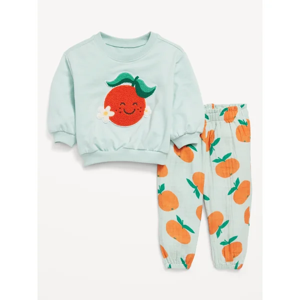Graphic Sweatshirt and Pants Set for Baby - Mint Mist