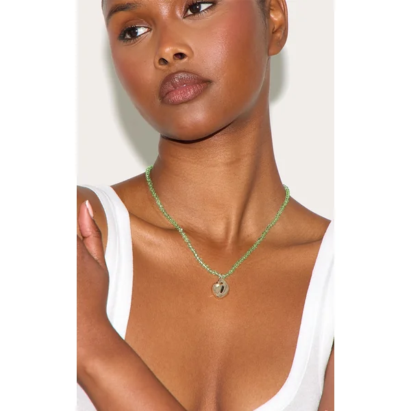 Green Beaded Shell Necklace