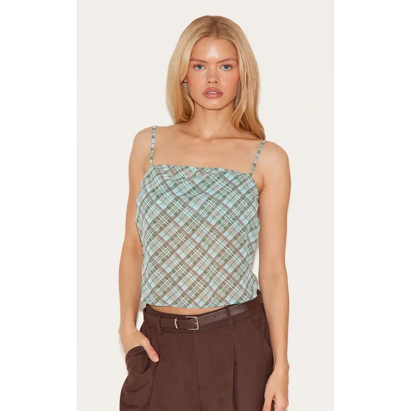 Green Check Sheer Cami