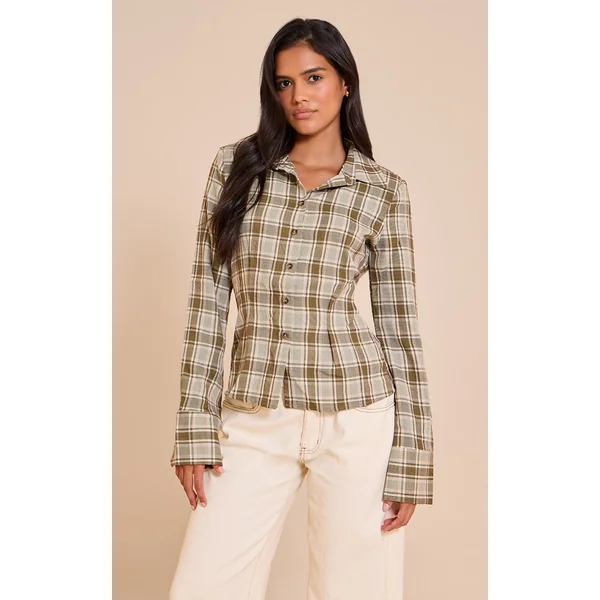 Green Fitted Check Shirt