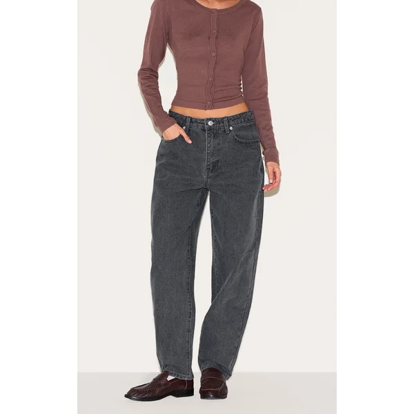 Grey High Waist Mom Jeans