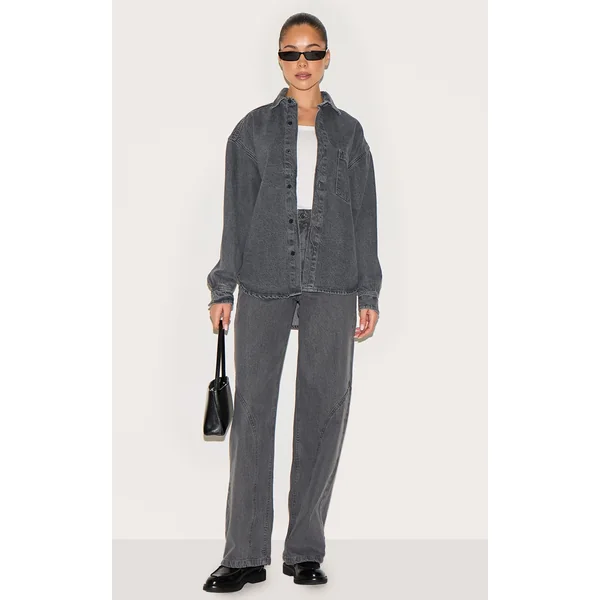 Grey High Waist Western Seam Detail Jeans