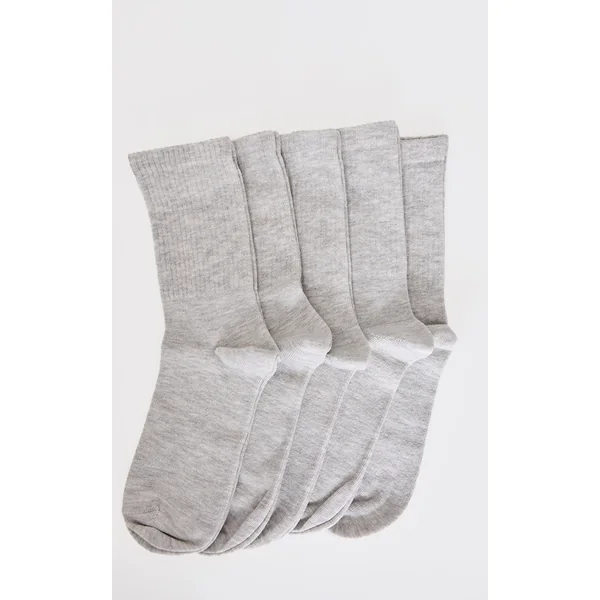 Grey Marl Basic Sport Socks 5 Pack