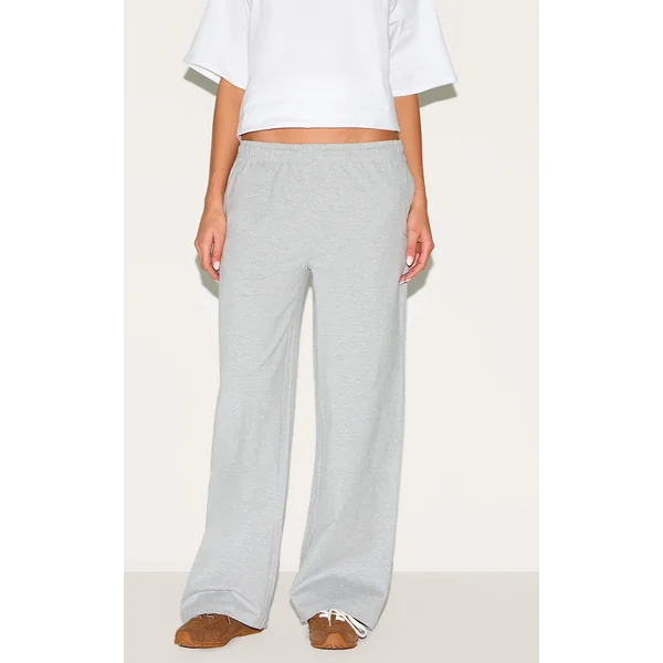 Grey Marl Heavy Cotton Slouchy Wide Leg Pants