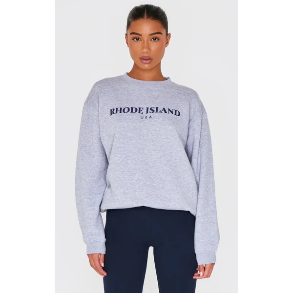 Grey Marl Rhode Island Print Sweatshirt