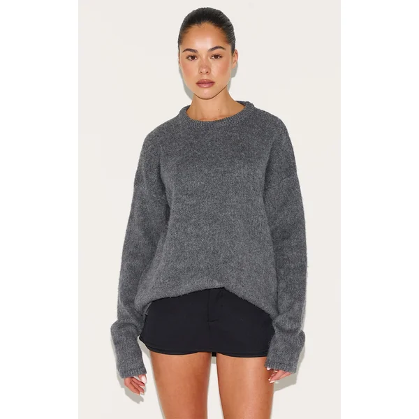 Grey Marl Soft Knit Oversized Sweater