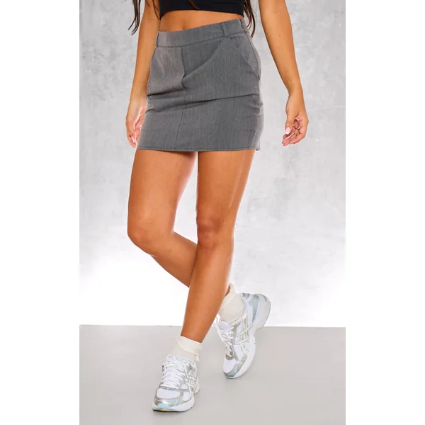 Grey Marl Woven Tailored Mini Skort