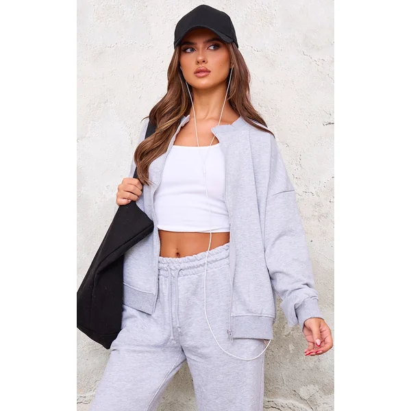 Grey Marl Zip Up Sweatshirt