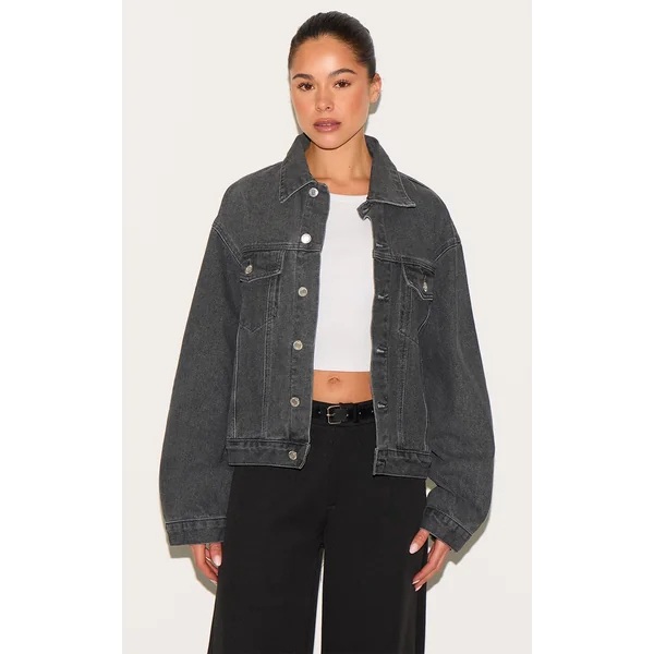 Grey Oversized Classic Denim Jacket